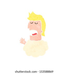 retro cartoon man with head in clouds