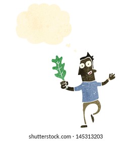 caricatura retro hombre con hoja