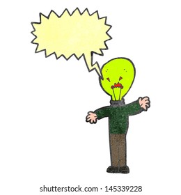 retro cartoon man with light bulb head