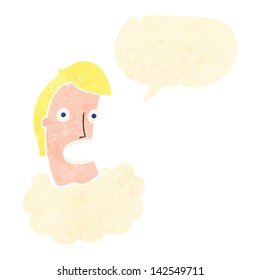 retro cartoon man on cloud
