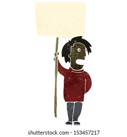 retro cartoon man with placard