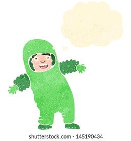 retro cartoon man in protective suit