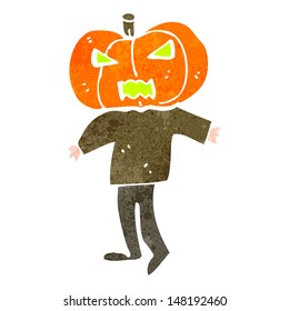 caricatura retro hombre con calabaza para la cabeza