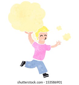 retro cartoon man running with an idea