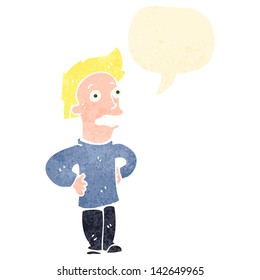 retro cartoon man with speech bubble