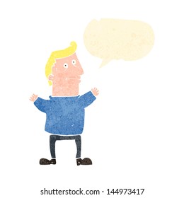 retro cartoon man with speech bubble