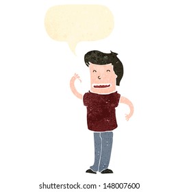 caricaturista retro con burbuja de habla apuntándose a sí mismo