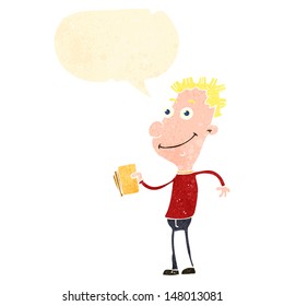retro cartoon man with speech bubble