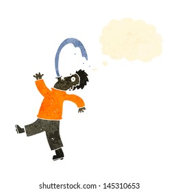 retro cartoon man spitting water