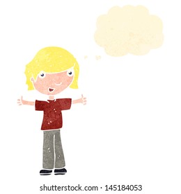 retro cartoon man with thought bubble