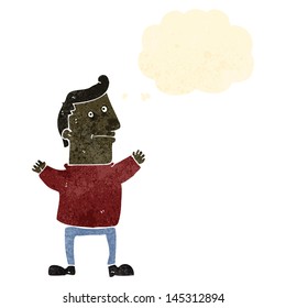 retro cartoon man with thought bubble