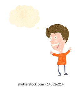 retro cartoon man with thought bubble