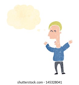 retro cartoon man with thought bubble