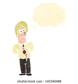 retro cartoon man with thought bubble