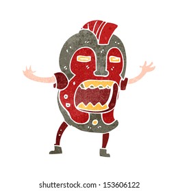 retro cartoon man in tribal mask