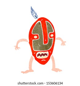 retro cartoon man in tribal mask