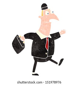 retro cartoon man walking to work