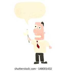 retro cartoon man waving white flag