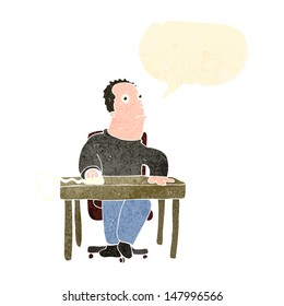 retro cartoon man working at desk