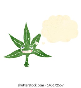 caricatura retro hoja de marihuana
