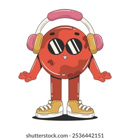 Retro cartoon Mars planet. Trendy groovy character. Isolated vector illustration.