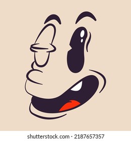Retro cartoon mascot character element. Character creator for old, retro, vintage logo or brending.