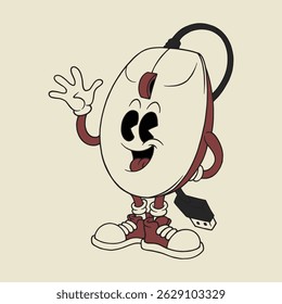 retro cartoon mascot of computer mouse