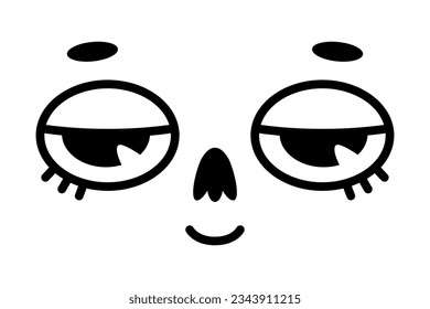 Retro Cartoon Mascot Face with Big Eyes and Smiling Mouth Vector Illustration