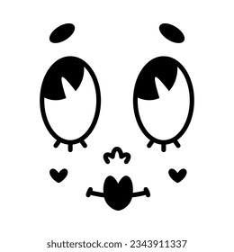 Retro Cartoon Mascot Face with Big Eyes and Smiling Mouth Vector Illustration