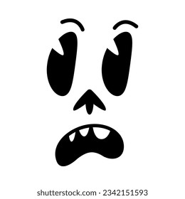 Retro Cartoon Mascot Face with Eyes and Mouth Shouting Vector Illustration