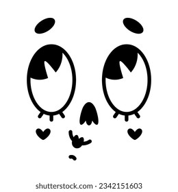 Retro Cartoon Mascot Face with Eyes and Mouth Vector Illustration