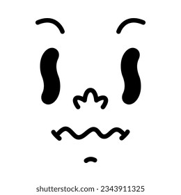 Retro Cartoon Mascot Face with Eyes and Curved Mouth Vector Illustration