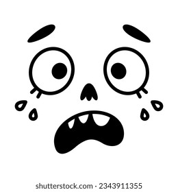 Retro Cartoon Mascot Face Scared Shouting and Sweating Vector Illustration