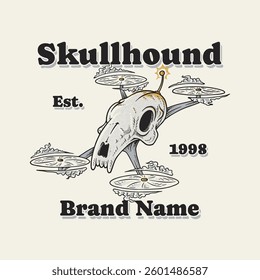 Retro Cartoon Mascot – Skull hound Drone Character