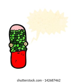 retro cartoon medical pill with speech bubble