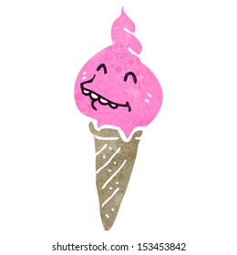 retro cartoon melting ice cream cone