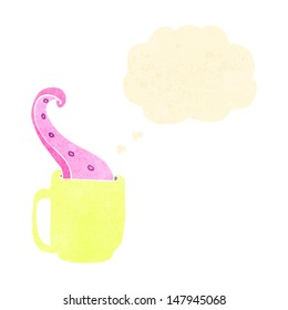retro cartoon monster in coffee mug