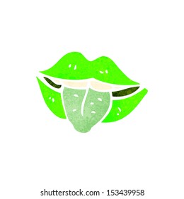 retro cartoon monster mouth sticking out tongue