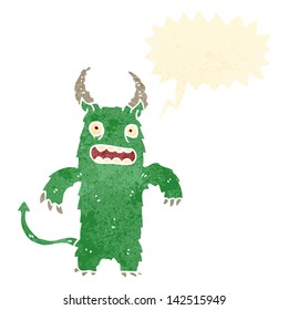 retro cartoon monster with speech balloon