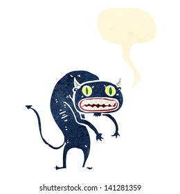 retro cartoon monster with speech bubble