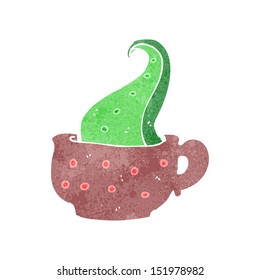 retro cartoon monster in teacup