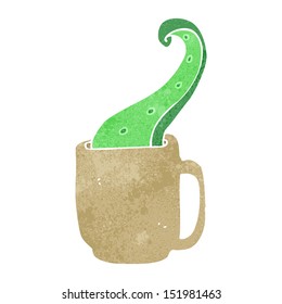 retro cartoon monster in teacup