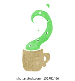 retro cartoon monster in teacup