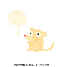retro cartoon mouse with speech bubble