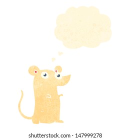 retro cartoon mouse with thought bubble
