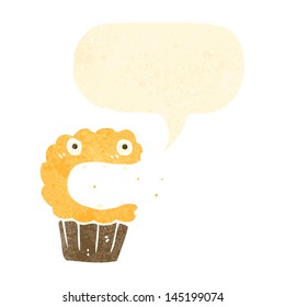 retro cartoon muffin with speech bubble