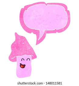 hongos de dibujos animados retro con burbuja de habla