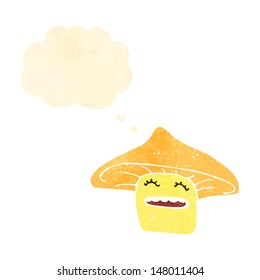 retro cartoon mushroom with thought bubble