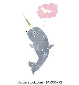 retro cartoon narwhal