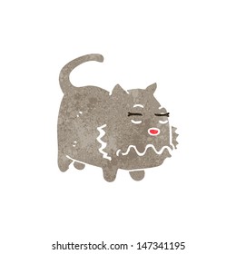 retro cartoon nauseous cat